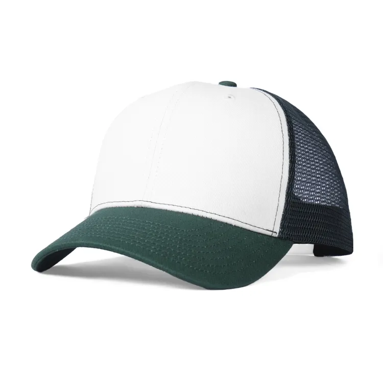 green and white cotton trucker hat