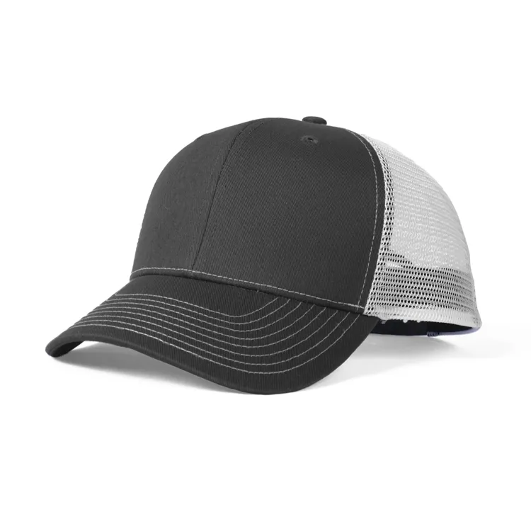 dark grey and white cotton trucker hat