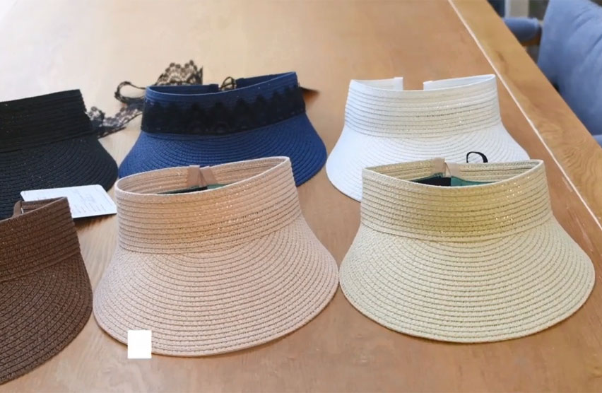 Sombrero de visera de paja de verano de protección UV personalizado para mujer