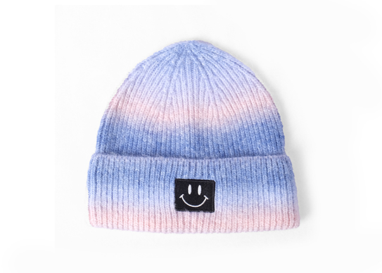 pink and purple beanie